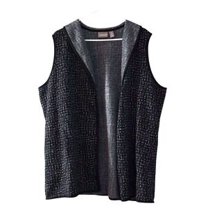 Chico's Vest Women's Size 3 Lightweight Black and White‎ Open Vest